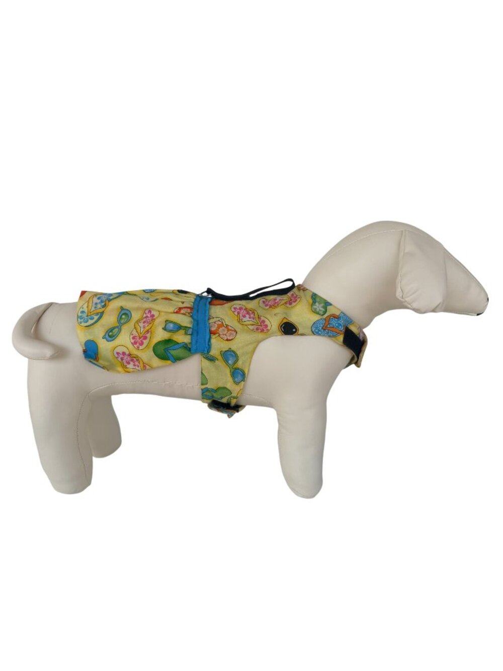 Handmade Small Dog Adjustable Dress Outfit w Harness Summer Flip-Flop Sunglasses